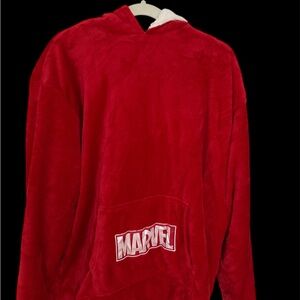 Marvel Oversized Plush Hoodie – One Size – Red Sherpa Fleece